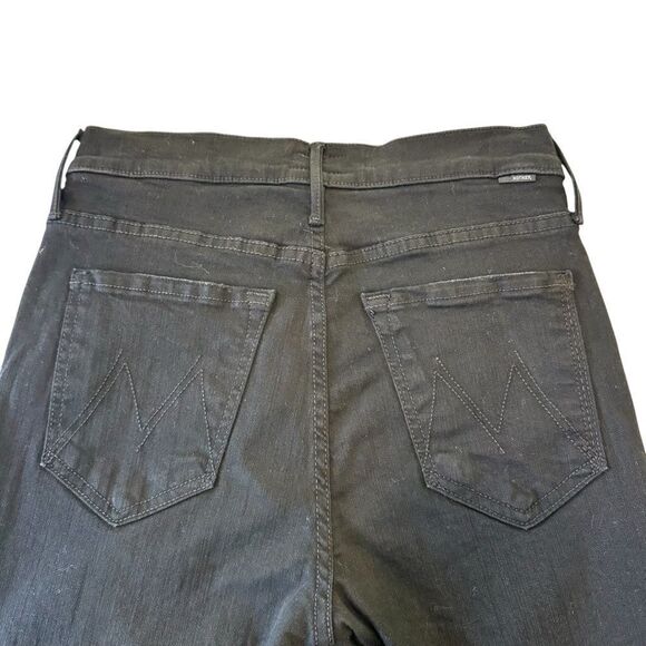Mother Demin Black High Waisted Rascal Knicker Fray‎ Jeans, 26 - Picture 7 of 13